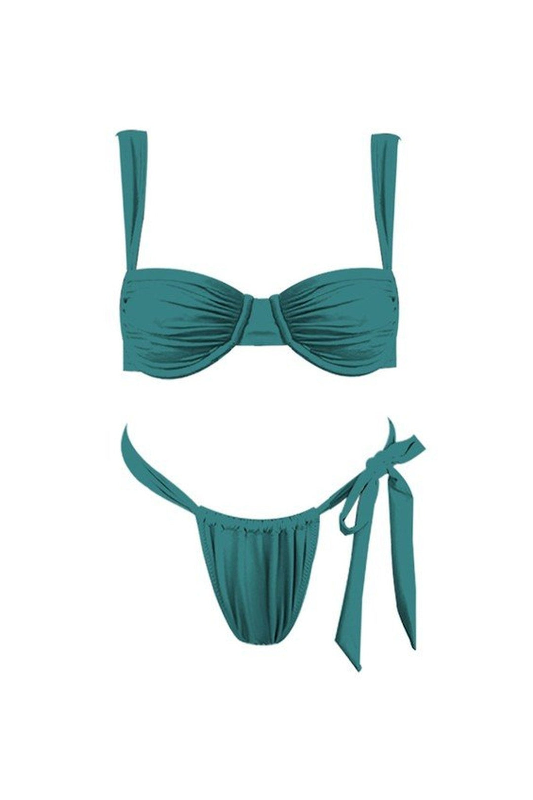 Teal Ruched Bikini Set - STYLED BY ALX COUTURESwimwear