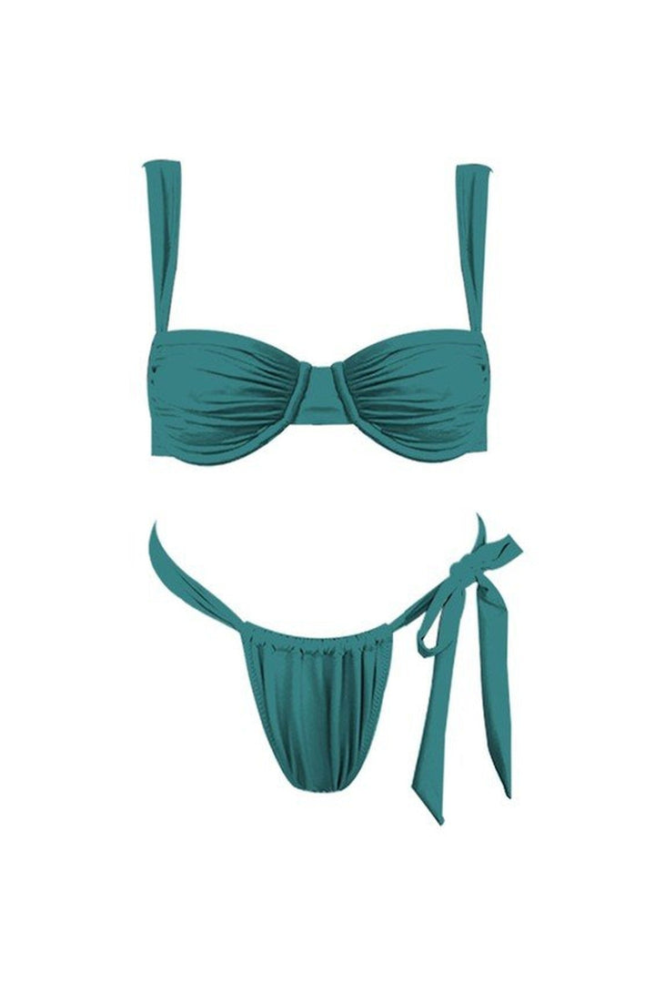 Teal Ruched Bikini Set - STYLED BY ALX COUTURESwimwear