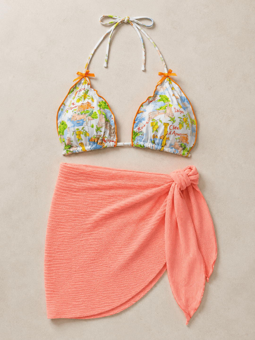 Terracotta Coral Wrap Sarong Skirt - STYLED BY ALX COUTURESwimwear