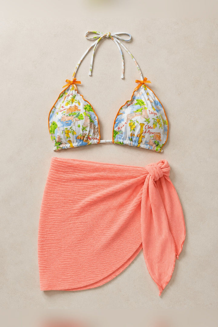 Terracotta Coral Wrap Sarong Skirt - STYLED BY ALX COUTURESwimwear