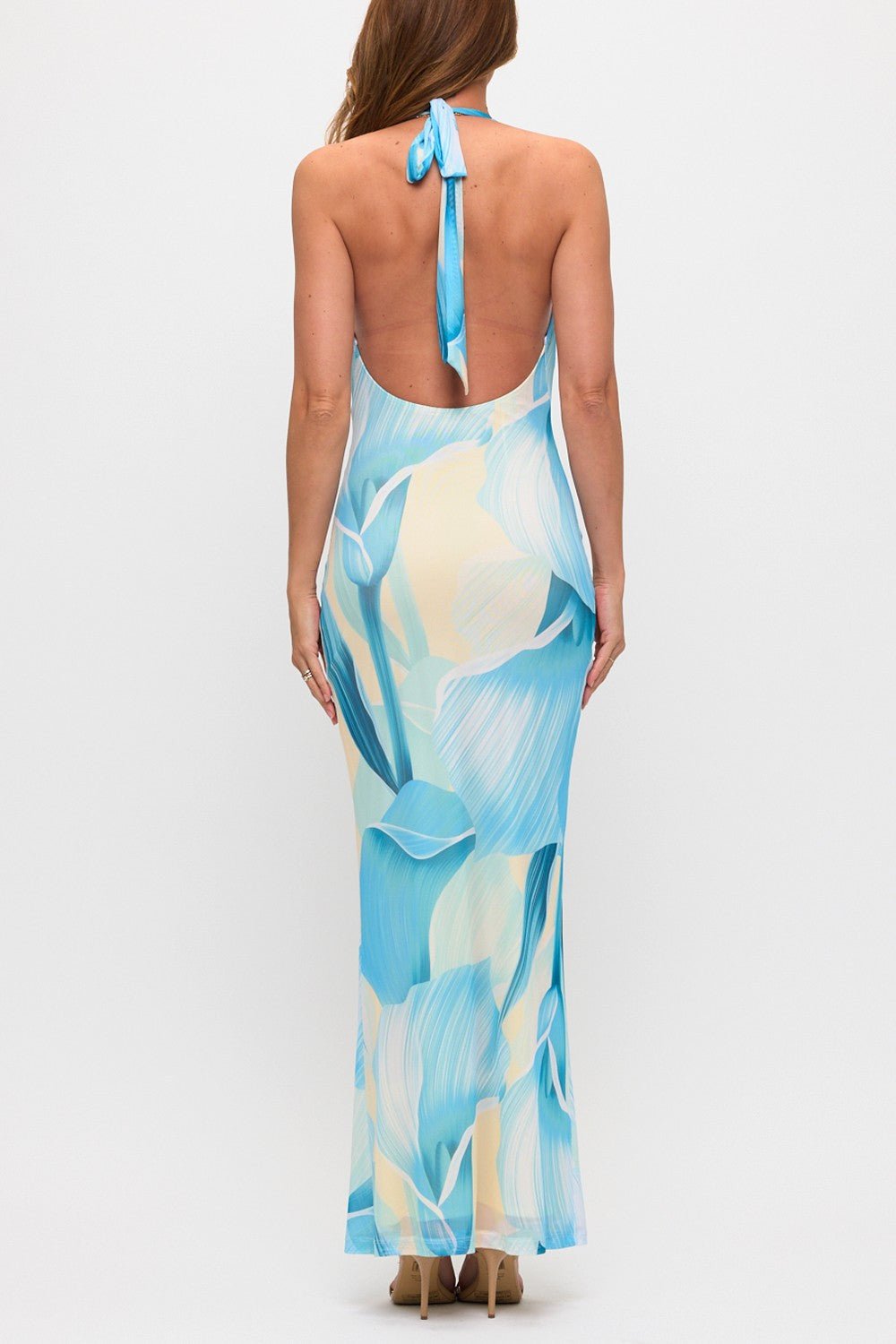 Tropical Cowl Neck Halter Maxi Dress - STYLED BY ALX COUTUREDresses