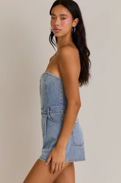 Tube Denim Romper - STYLED BY ALX COUTURERompers