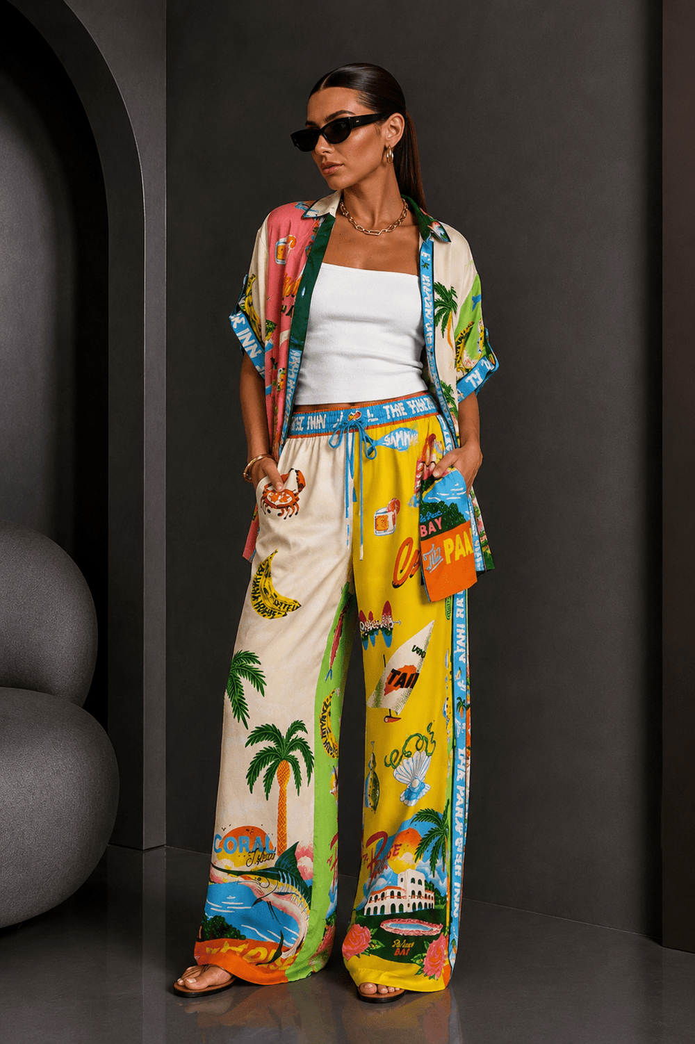 Vacation Printed Button Pant Set - STYLED BY ALX COUTUREOutfit Sets