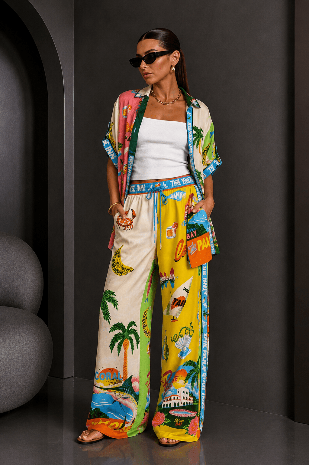 Vacation Printed Button Pant Set - STYLED BY ALX COUTUREOutfit Sets
