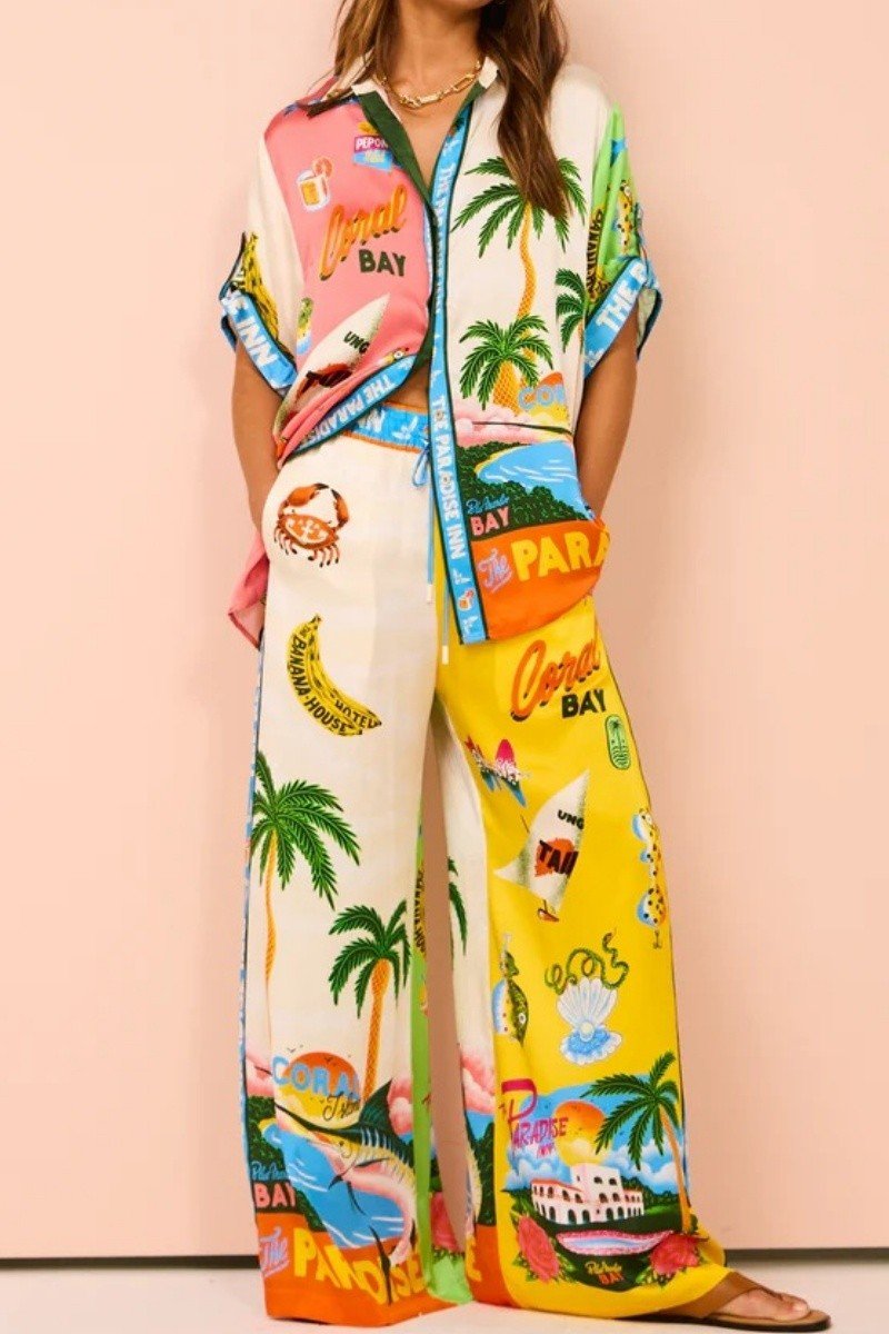 Vacation Printed Short - sleeve Pant Set - STYLED BY ALX COUTUREOutfit Sets