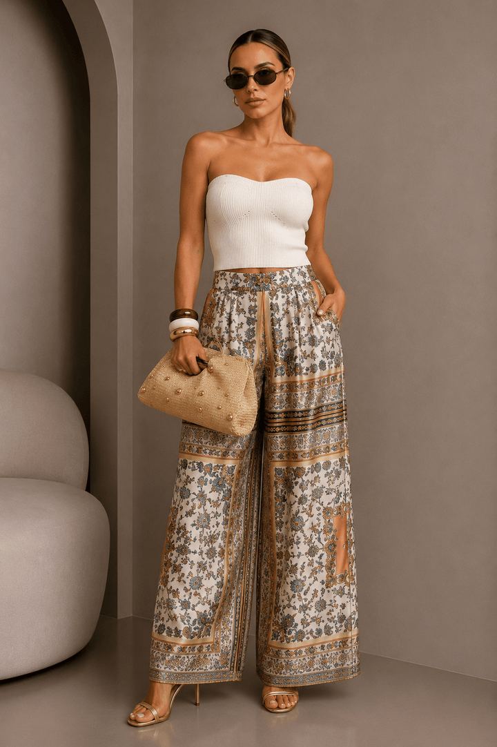 Vintage Bandana Print Palazzo Pants - STYLED BY ALX COUTUREPants
