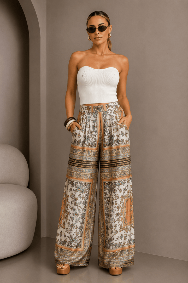 Vintage Bandana Print Palazzo Pants - STYLED BY ALX COUTUREPants
