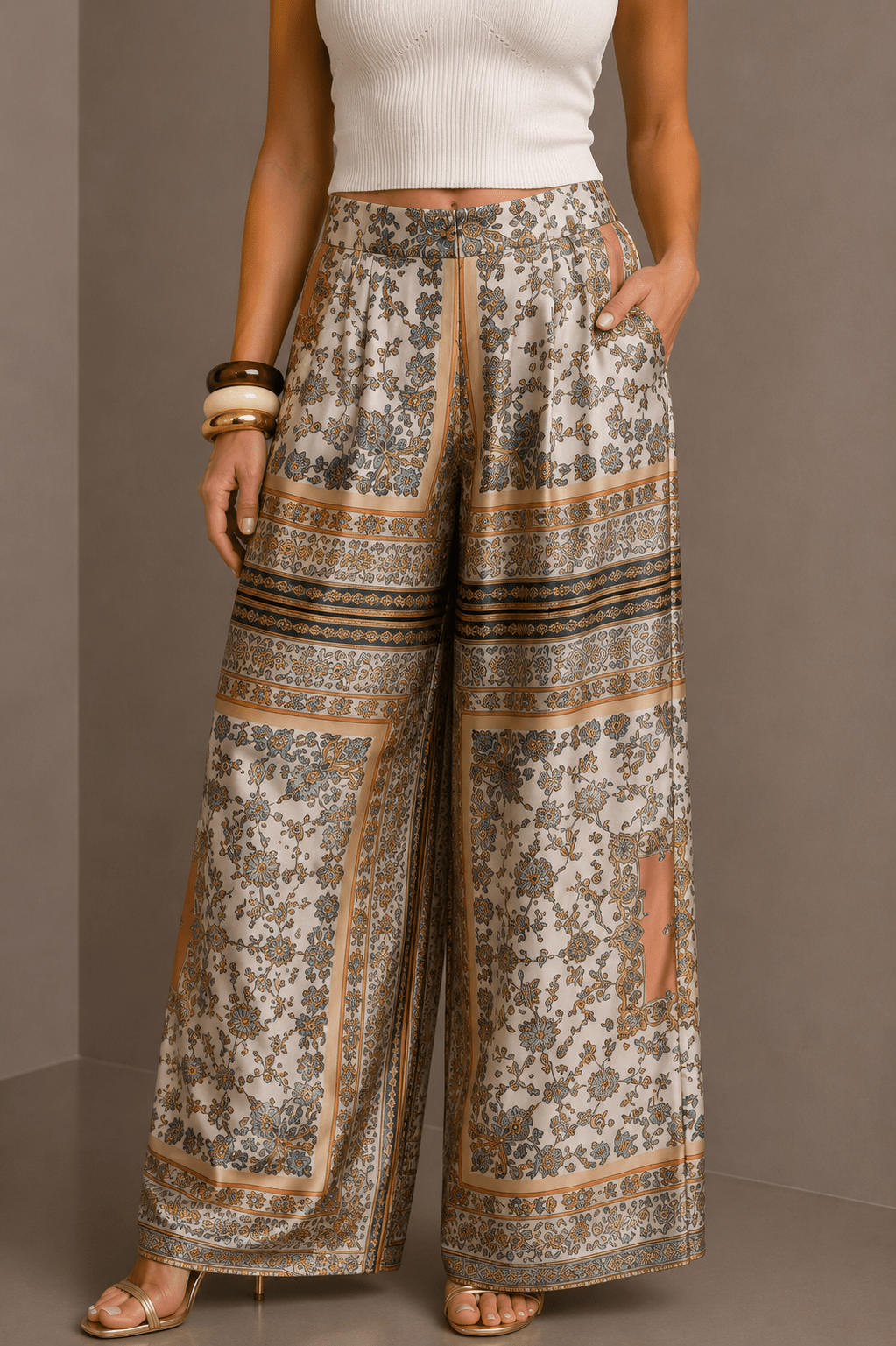 Vintage Bandana Print Palazzo Pants - STYLED BY ALX COUTUREPants