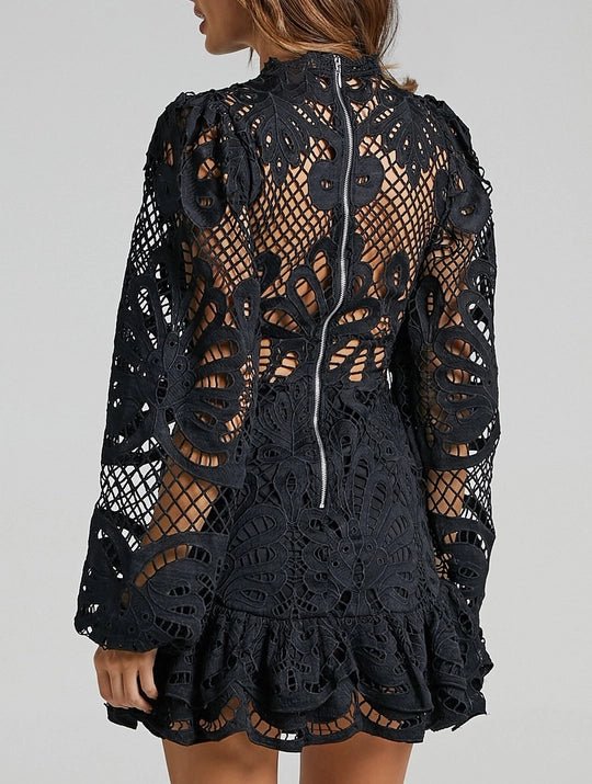 White Balloon Long - Sleeved Lace Dress - STYLED BY ALX COUTUREDresses