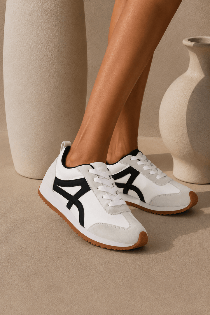 White & Black Stripe Sneakers - STYLED BY ALX COUTURESHOES