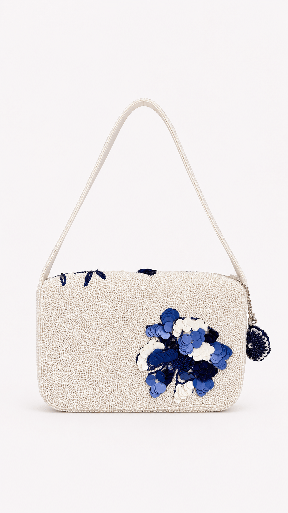 White & Blue Beaded Greek Shoulder Bag - STYLED BY ALX COUTUREhandbags