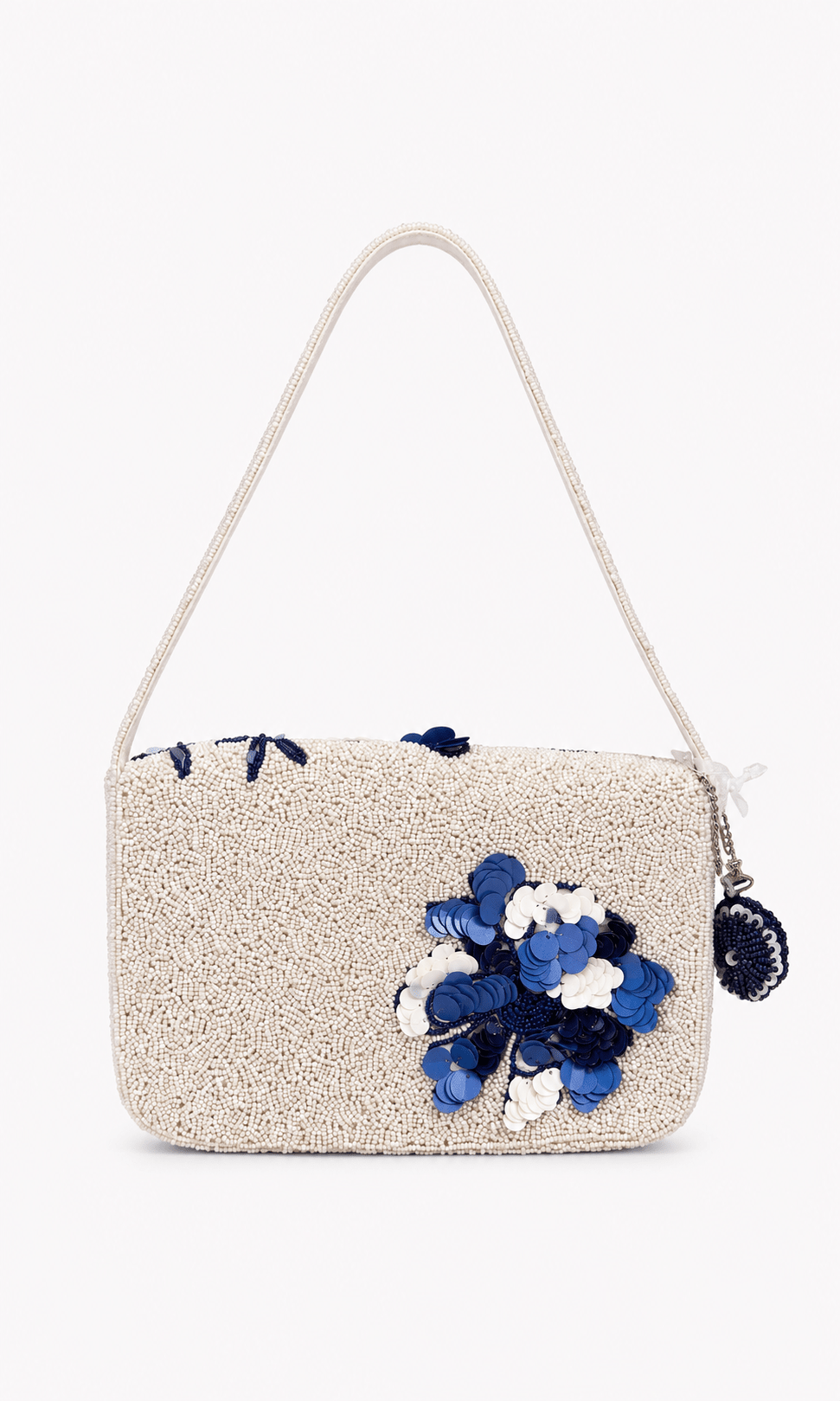 White & Blue Beaded Greek Shoulder Bag - STYLED BY ALX COUTUREhandbags