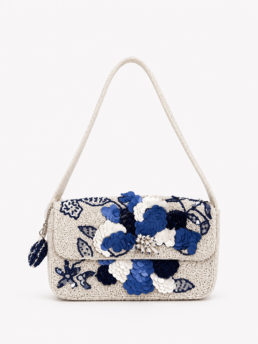 White & Blue Beaded Greek Shoulder Bag - STYLED BY ALX COUTUREhandbags