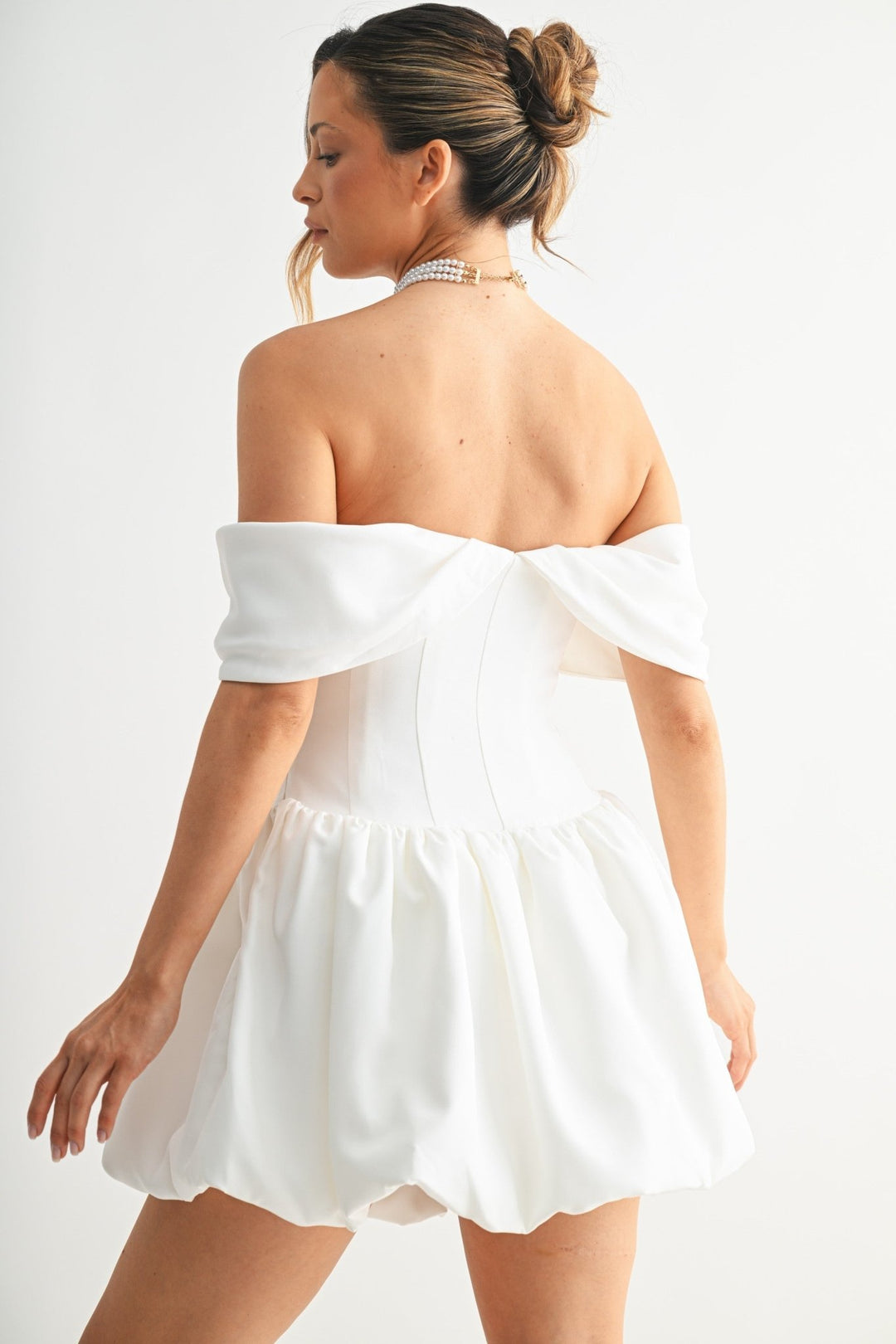 White Bubble Hem Sweetheart Mini Dress - STYLED BY ALX COUTUREDresses