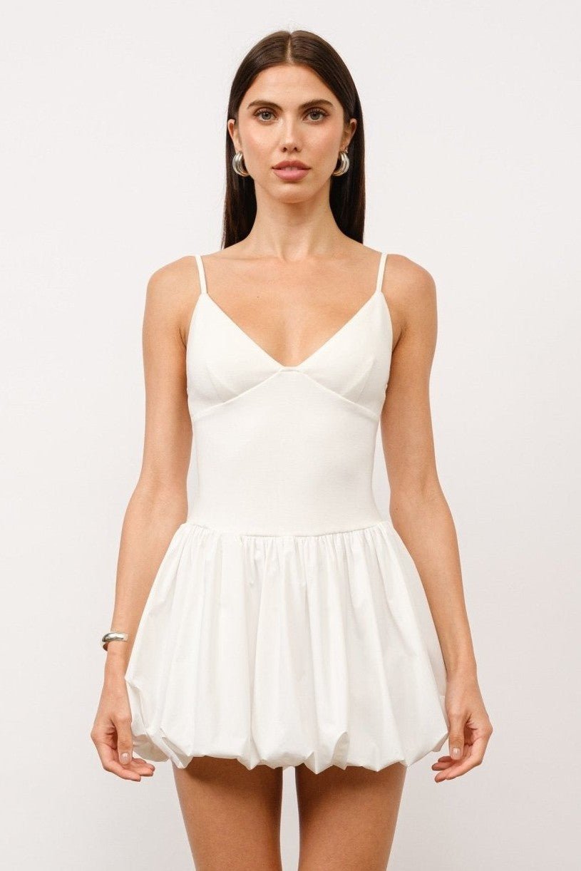 White Clara Bubble Hem Dress - STYLED BY ALX COUTUREDresses