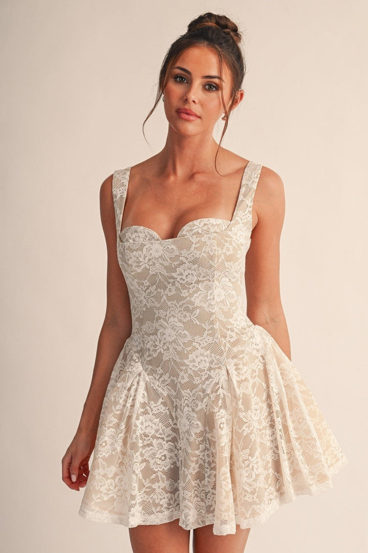 White Elodie Lace Fit and Flare Mini Dress - STYLED BY ALX COUTUREDresses