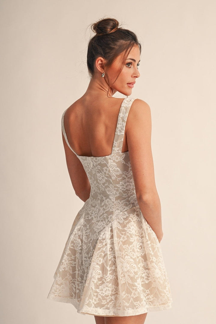 White Elodie Lace Fit and Flare Mini Dress - STYLED BY ALX COUTUREDresses