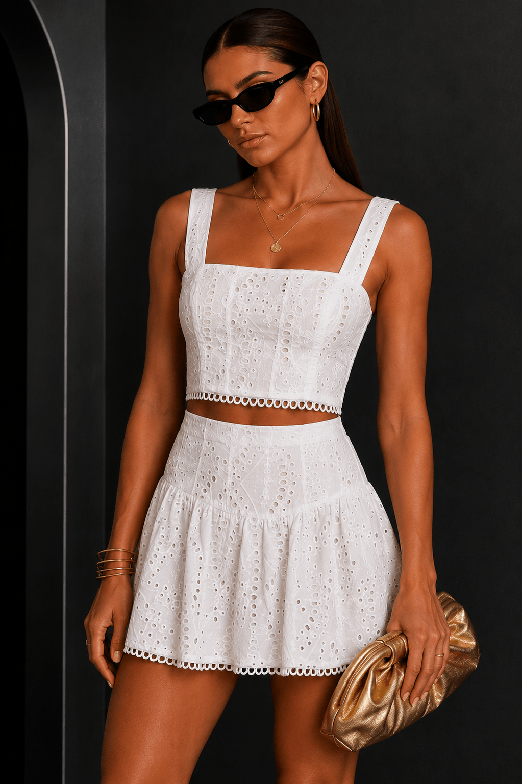 White Embroidery Skirt Set - STYLED BY ALX COUTUREOutfit Sets