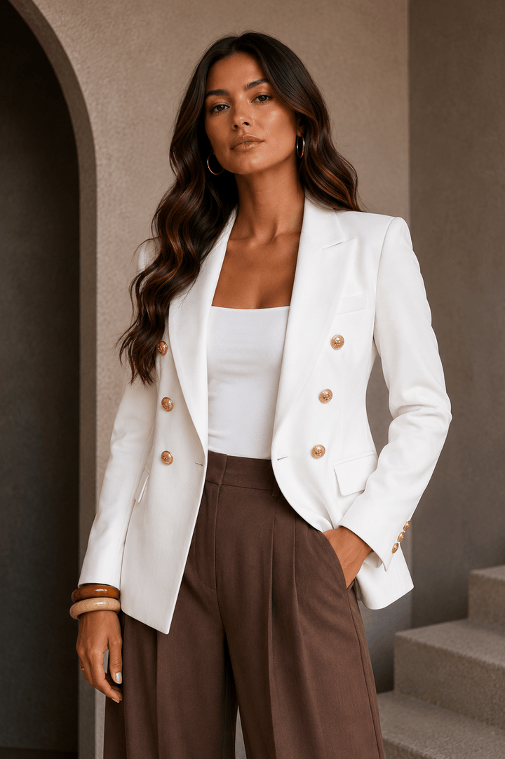 White Gold Buttons Blazer - STYLED BY ALX COUTUREBlazer