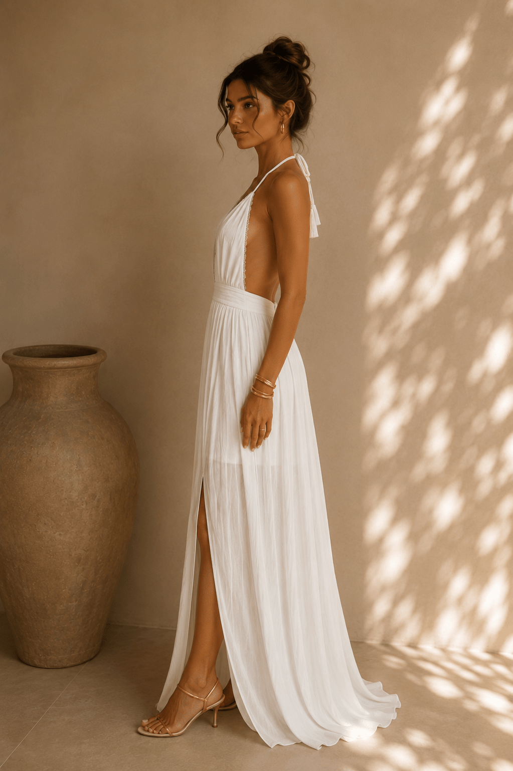 White Halter Flowy Maxi Dress – STYLED BY ALX COUTURE