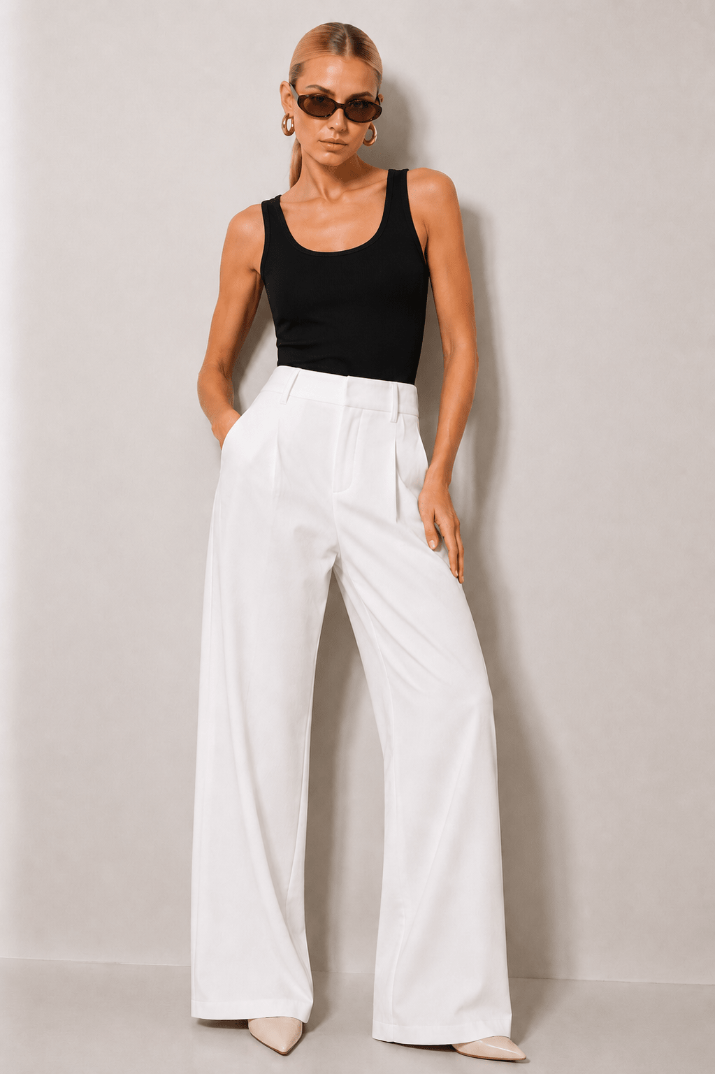 White High Waisted Pants - STYLED BY ALX COUTUREPants