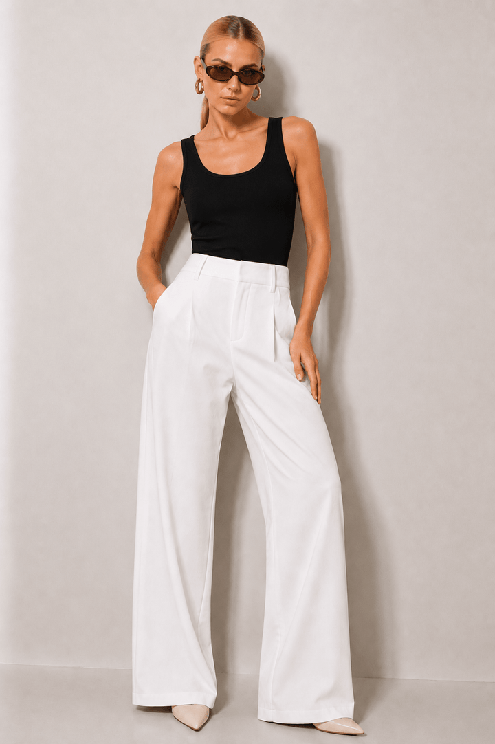 White High Waisted Pants - STYLED BY ALX COUTUREPants