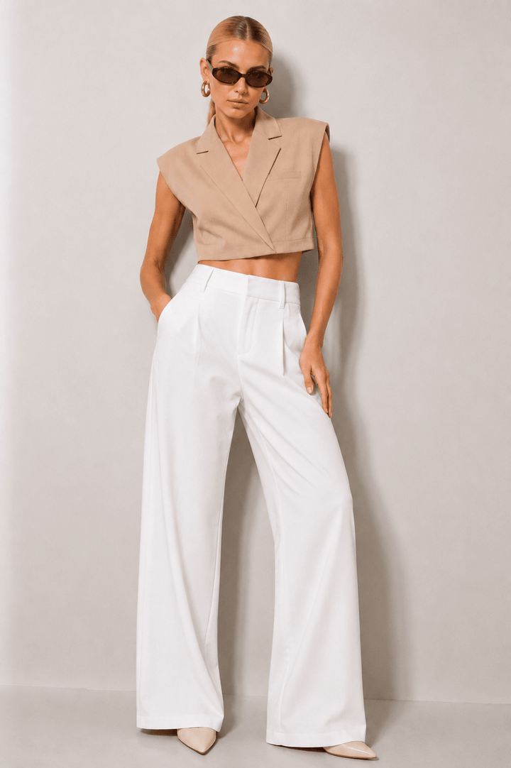 White High Waisted Pants - STYLED BY ALX COUTUREPants