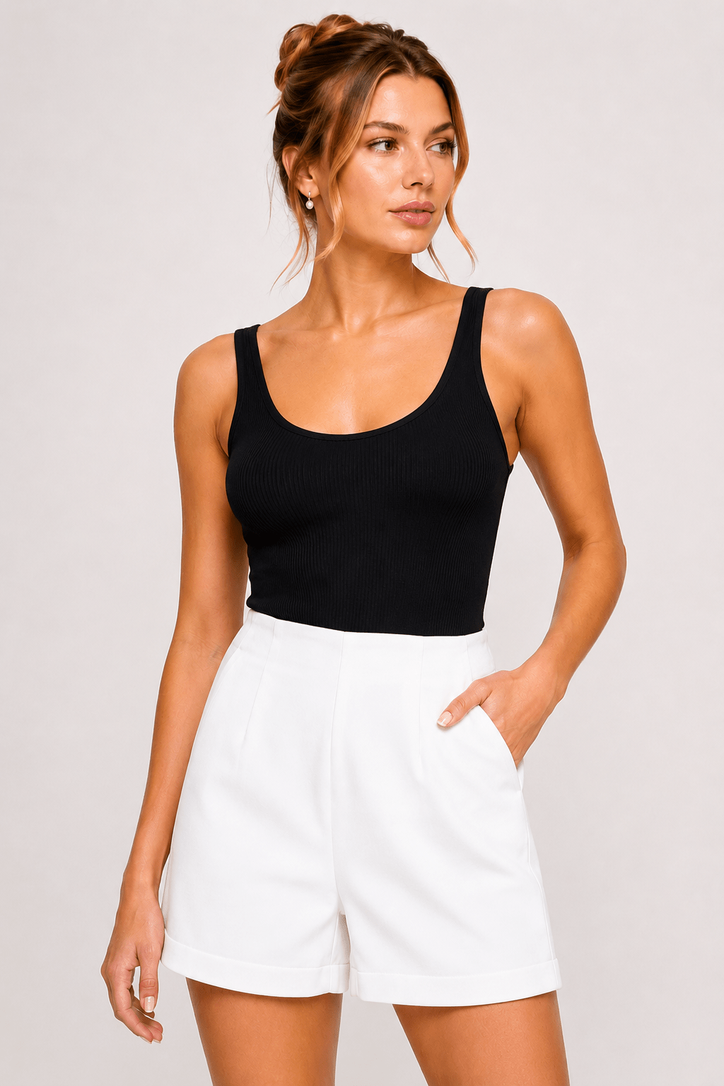 White High Waisted Shorts - STYLED BY ALX COUTURESHORTS
