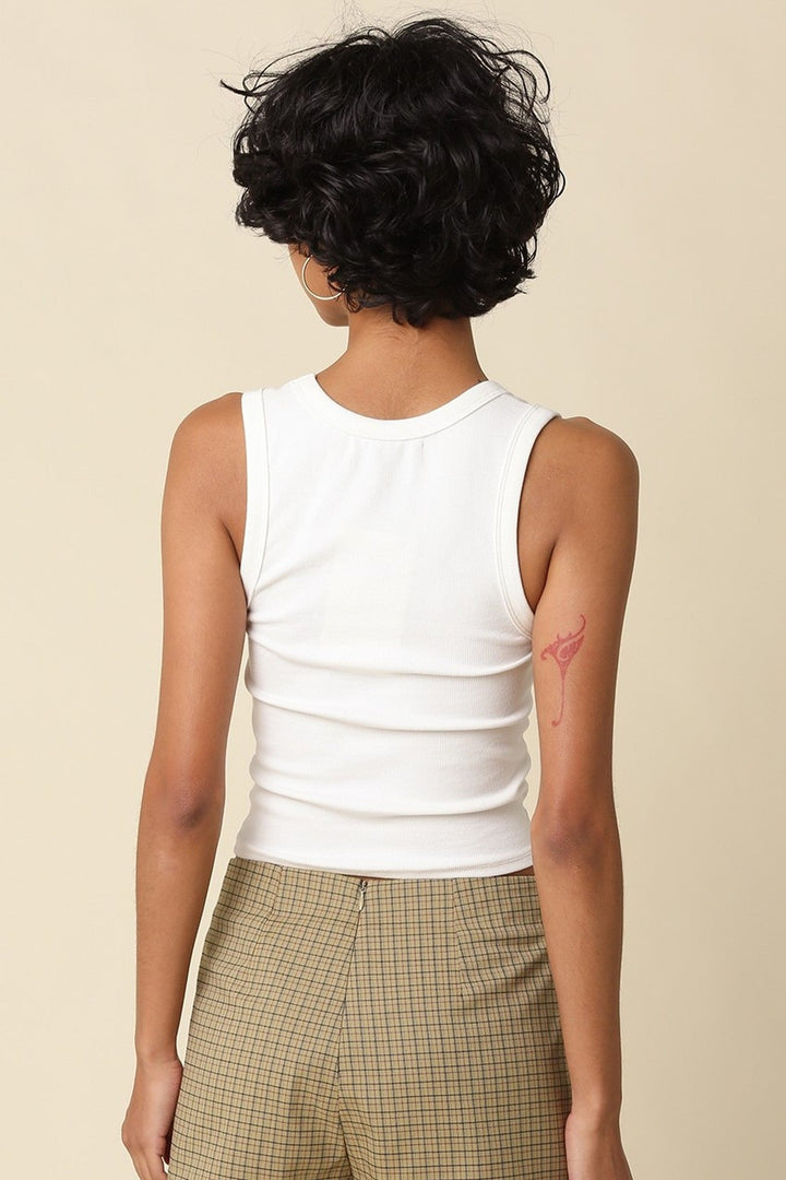 White Jane Ribbed Scoop Neck Crop Tank - STYLED BY ALX COUTURETops