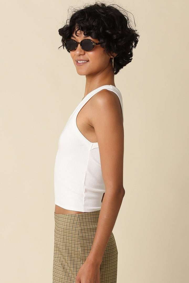 White Jane Ribbed Scoop Neck Crop Tank - STYLED BY ALX COUTURETops