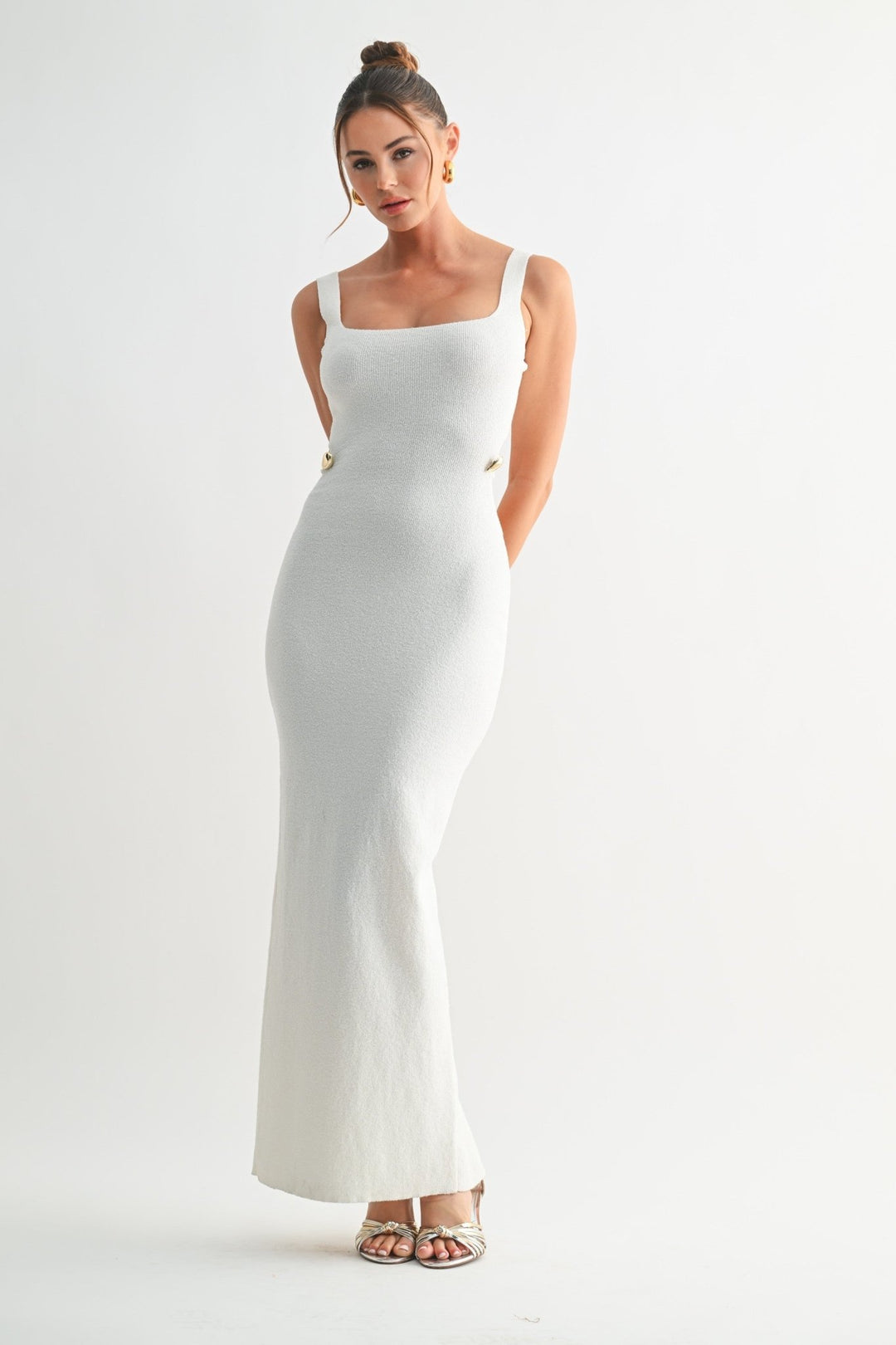 White Knit Cutout Maxi Dress White Knit Cutout Maxi Dress