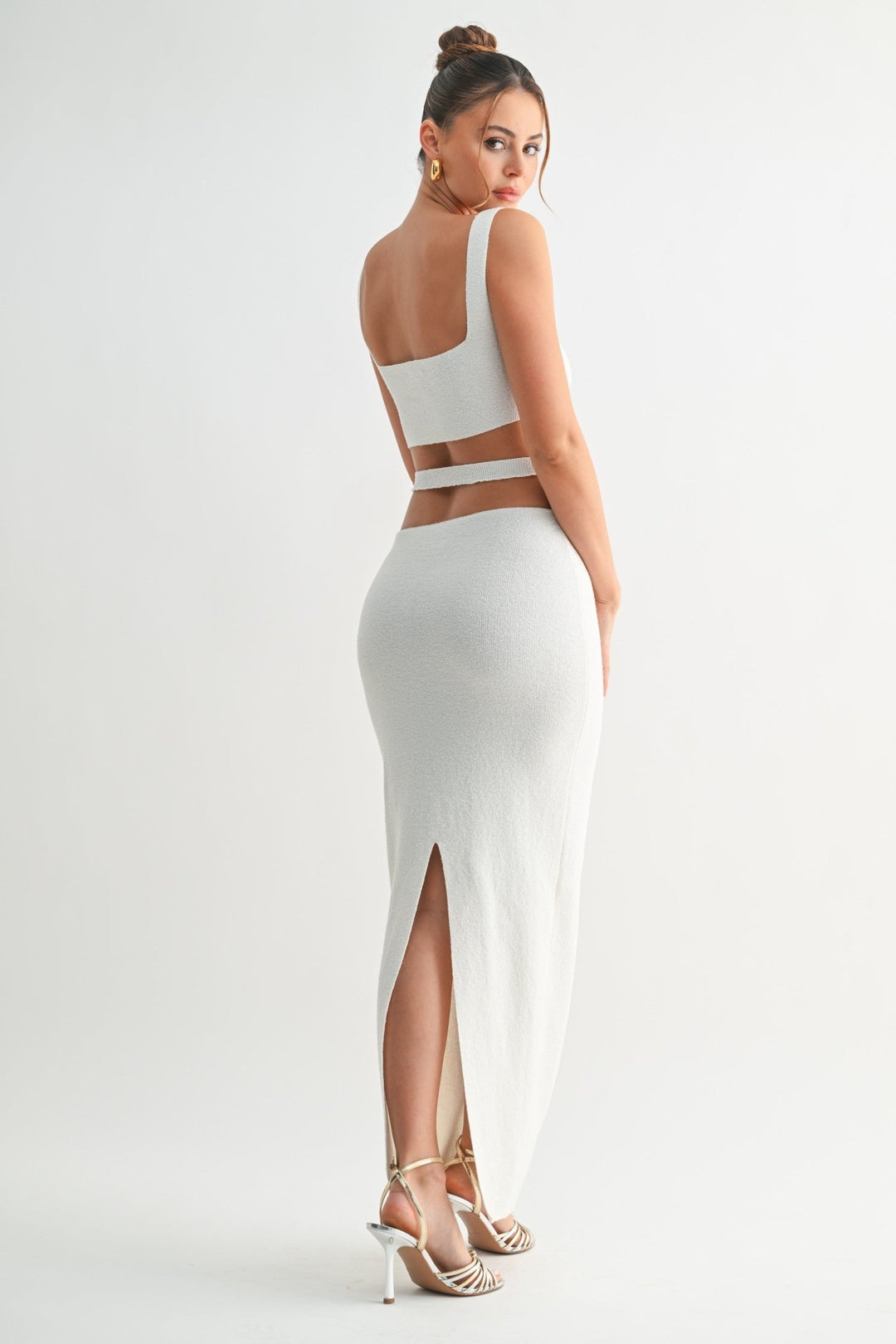 White Knit Cutout Maxi Dress White Knit Cutout Maxi Dress