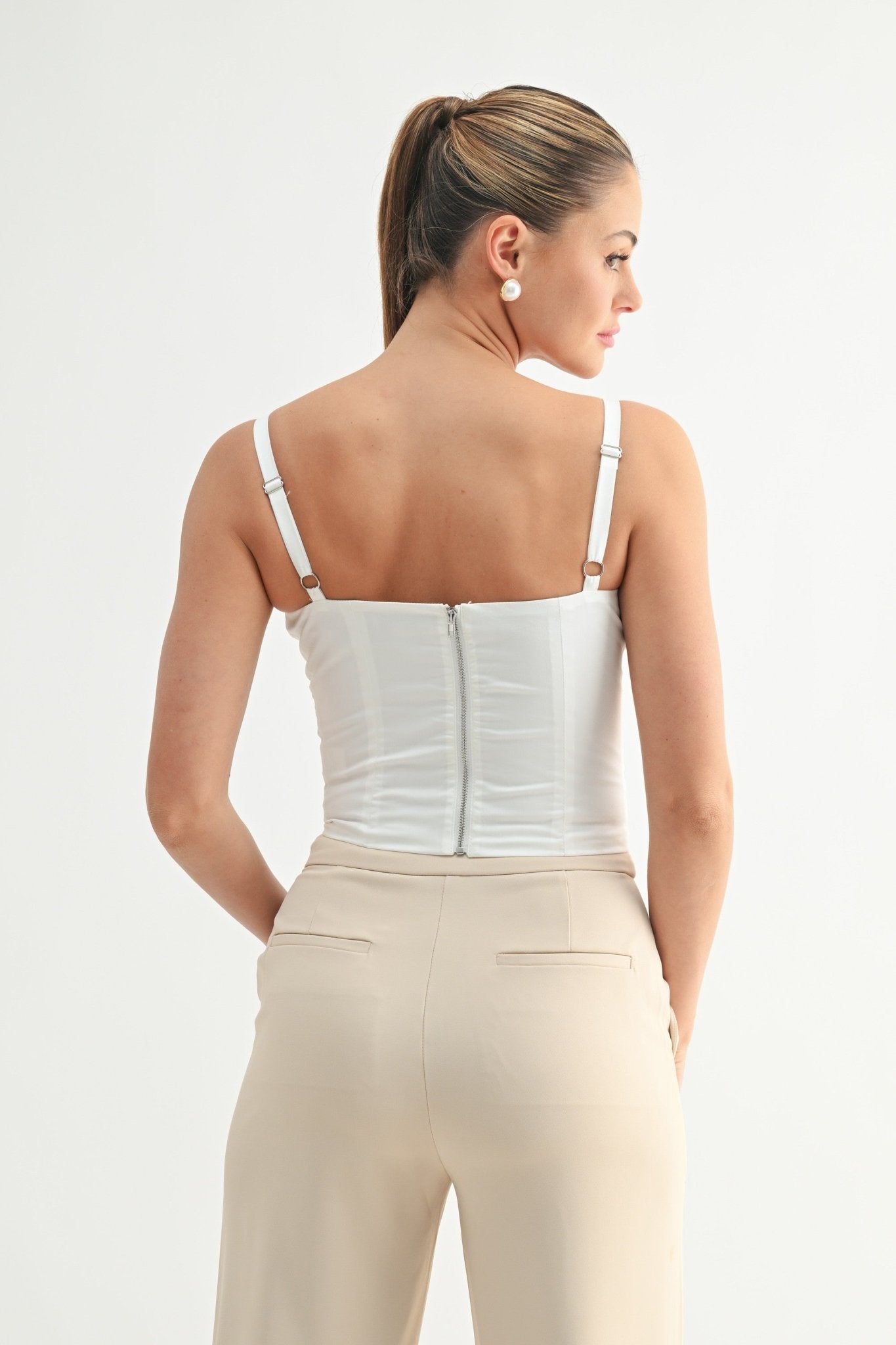 White Lace-Up Corset Top – STYLED BY ALX COUTURE
