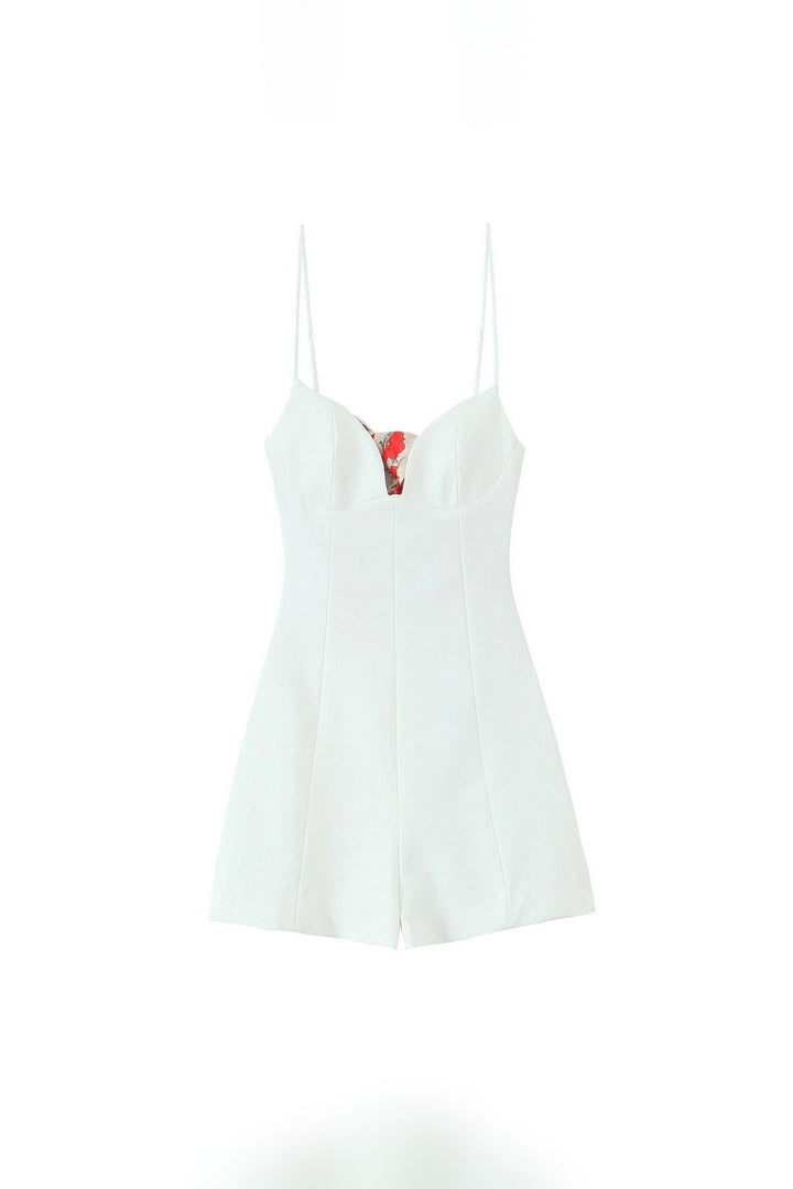 White Open Back Romper - STYLED BY ALX COUTUREJumpsuits &amp; Rompers