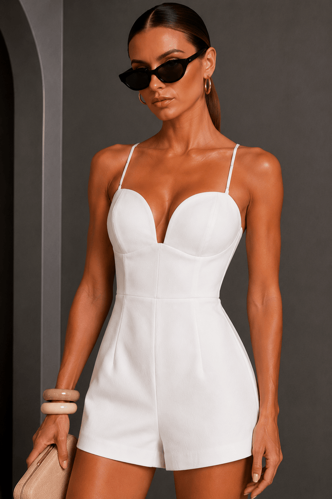 White Print Open Back Romper | ALX Couture – STYLED BY ALX COUTURE