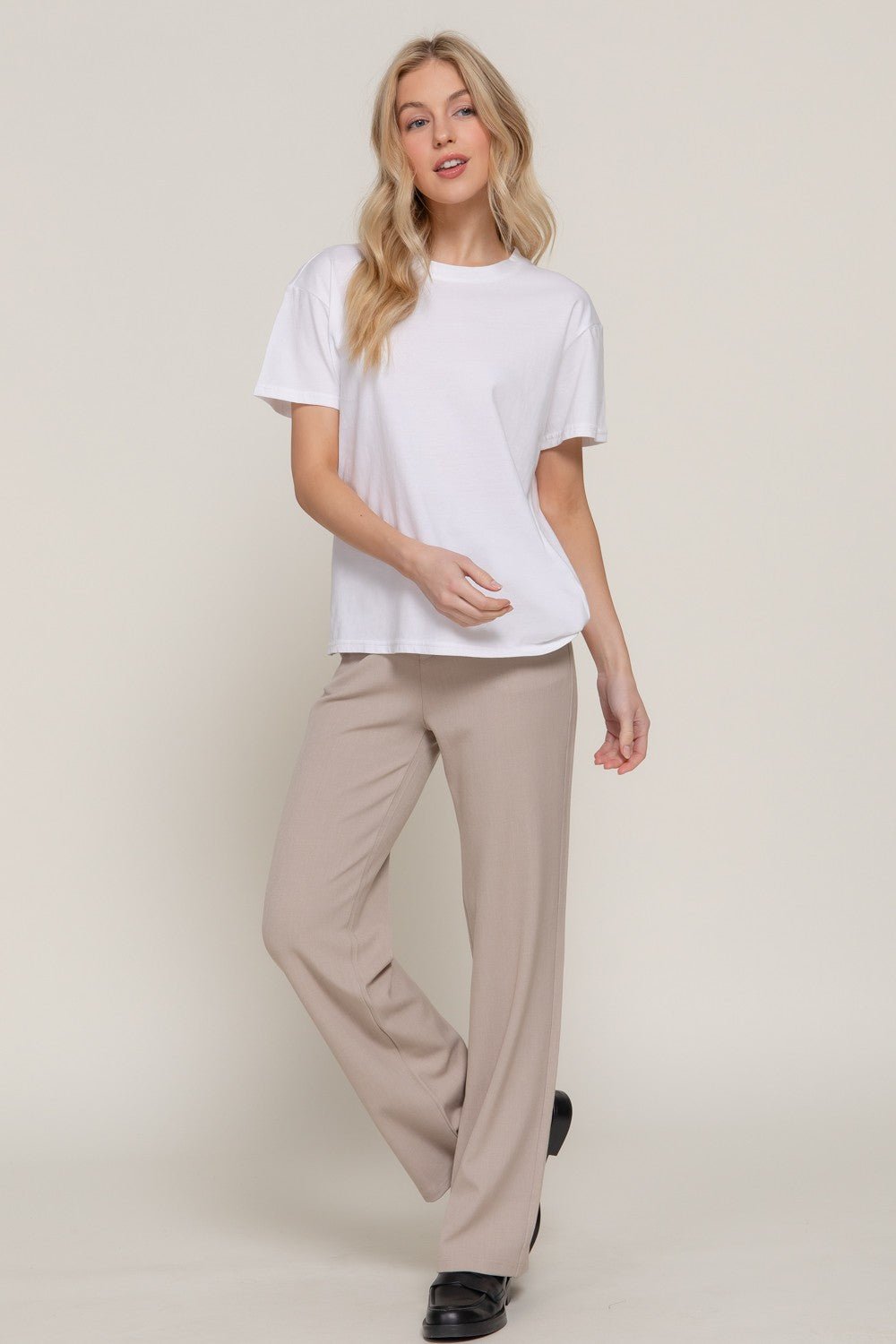 White Short Sleeve Round Neck Tee - STYLED BY ALX COUTUREShirts & Tops