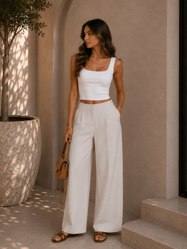White Square Neck Crop Top - STYLED BY ALX COUTURETOPS
