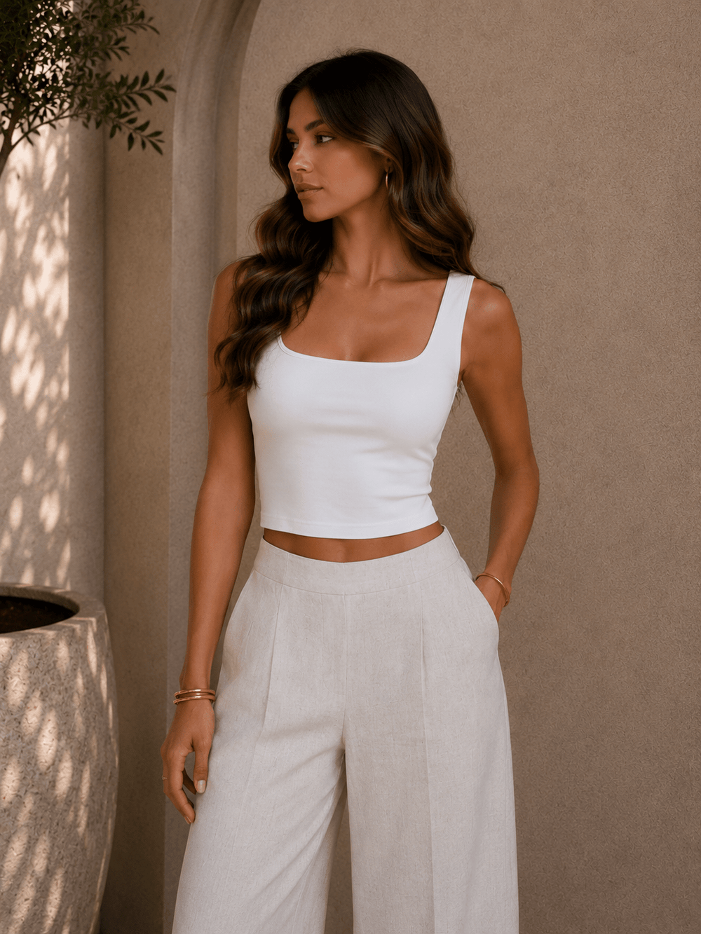 White Square Neck Crop Top - STYLED BY ALX COUTURETOPS