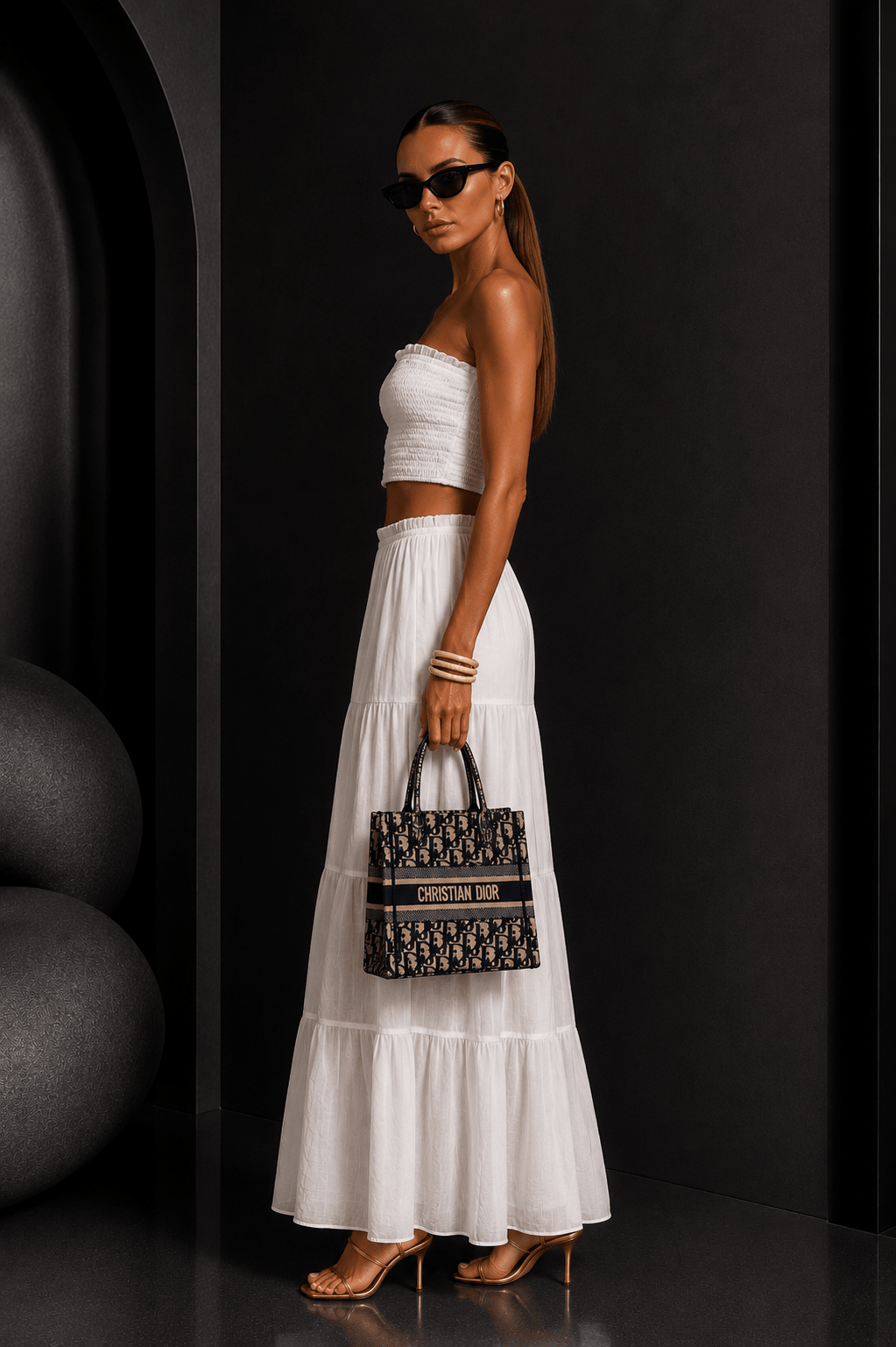 White Strapless Top & Maxi Skirt Set - STYLED BY ALX COUTUREOutfit Sets