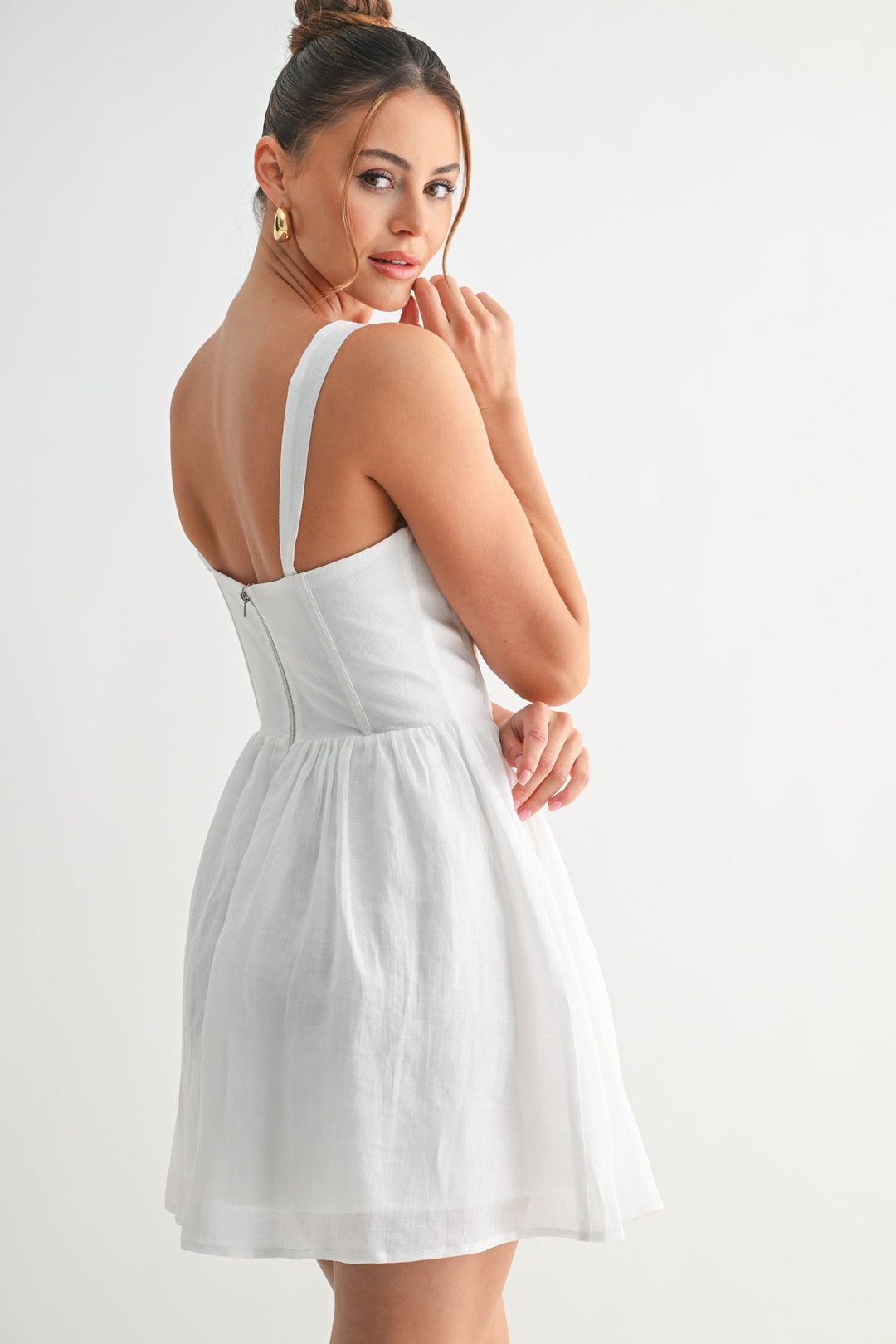 White Willow corset mini dress, back view