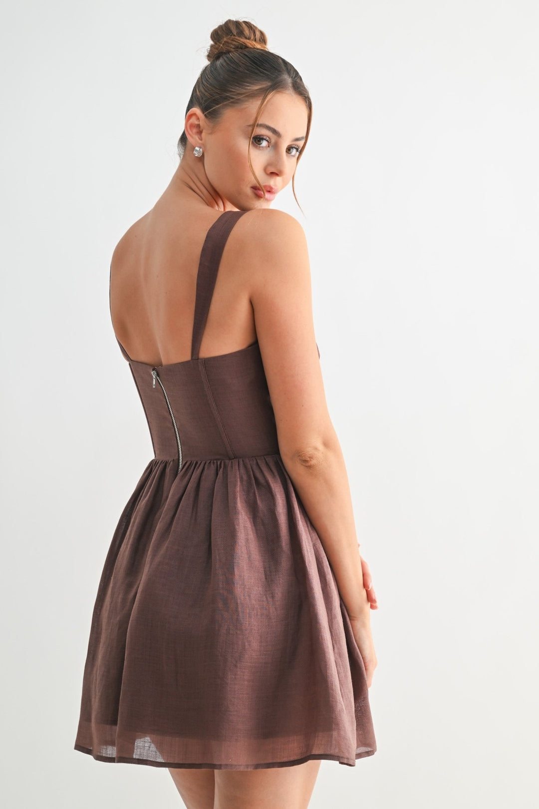 Brown Willow Corset Mini Dress STYLED BY ALX COUTURE Brown Willow Corset Mini Dress STYLED BY ALX COUTURE