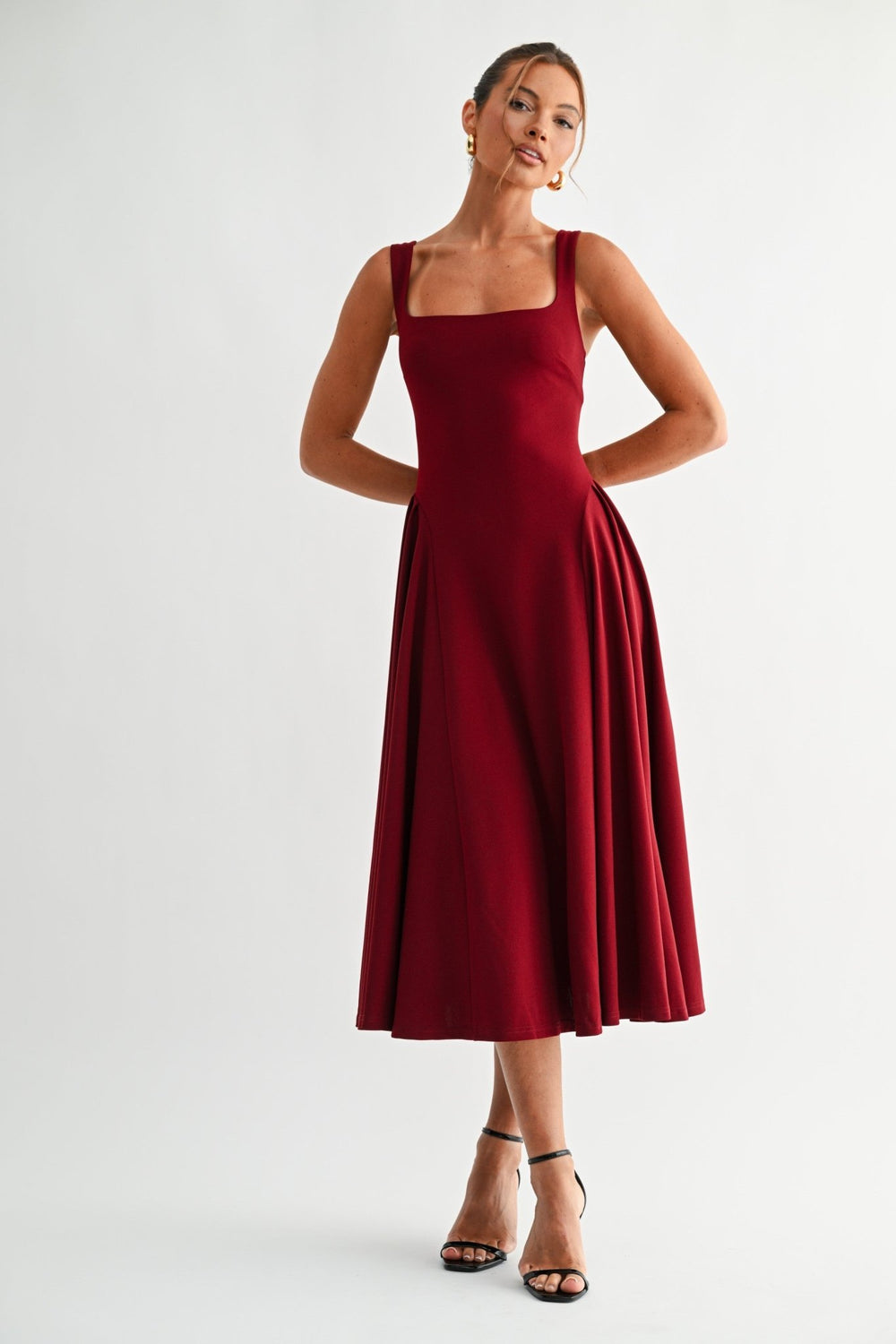 Wine Burgundy Lyra Muse Midi Dress - STYLED BY ALX COUTUREDresses