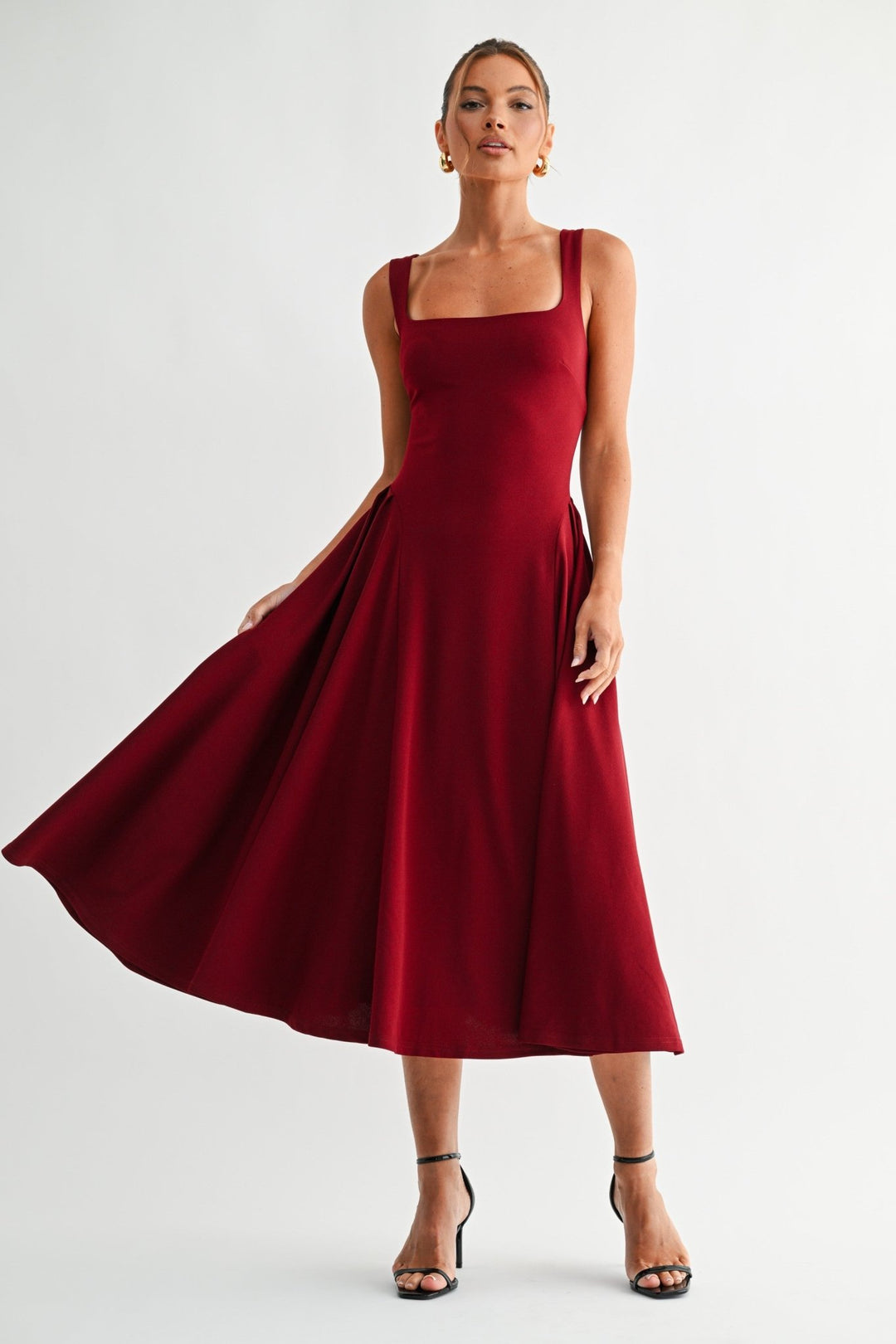 Wine Burgundy Lyra Muse Midi Dress Wine Burgundy Lyra Muse Midi Dress