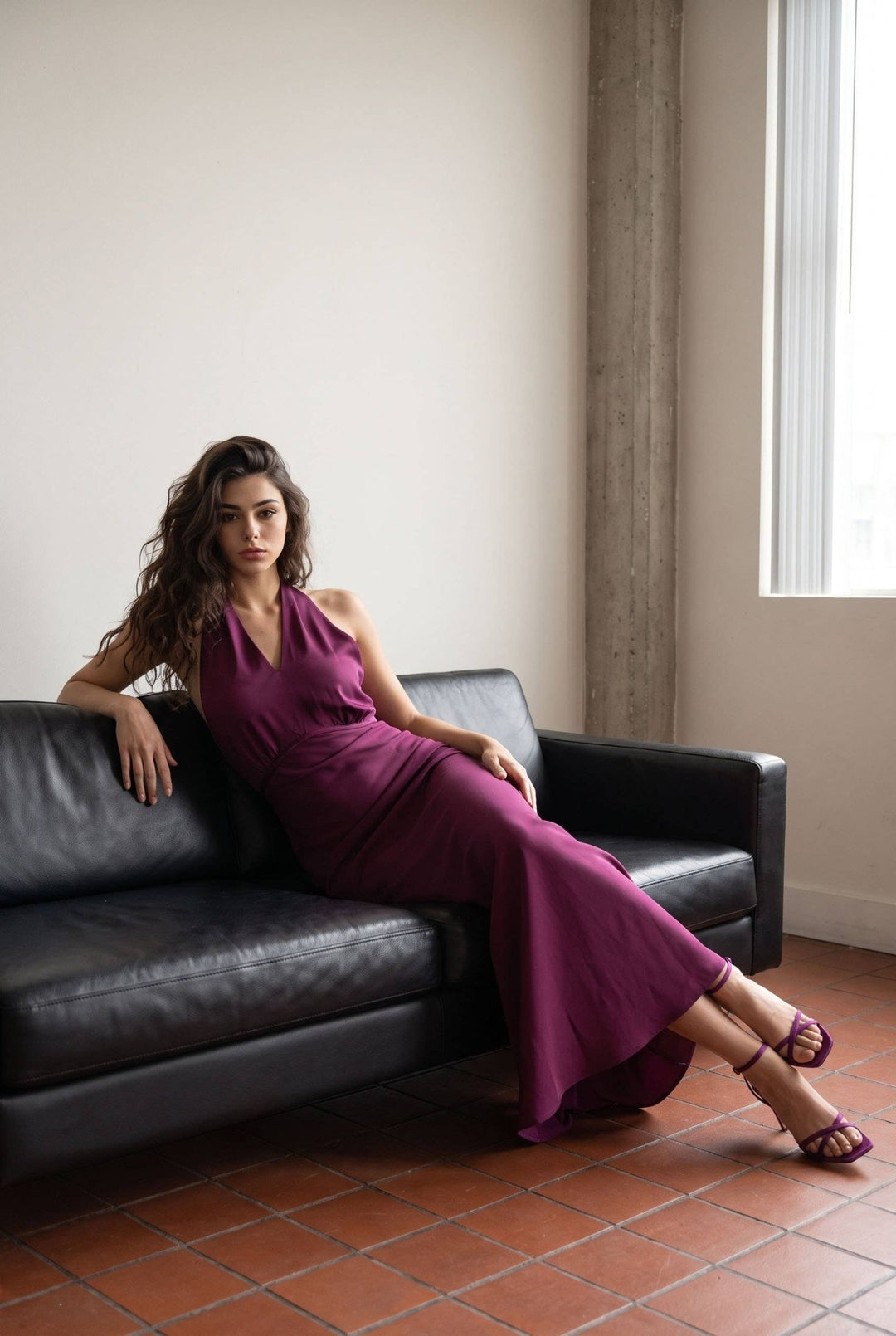 Wine Halter Tie Maxi Dress - STYLED BY ALX COUTUREDresses