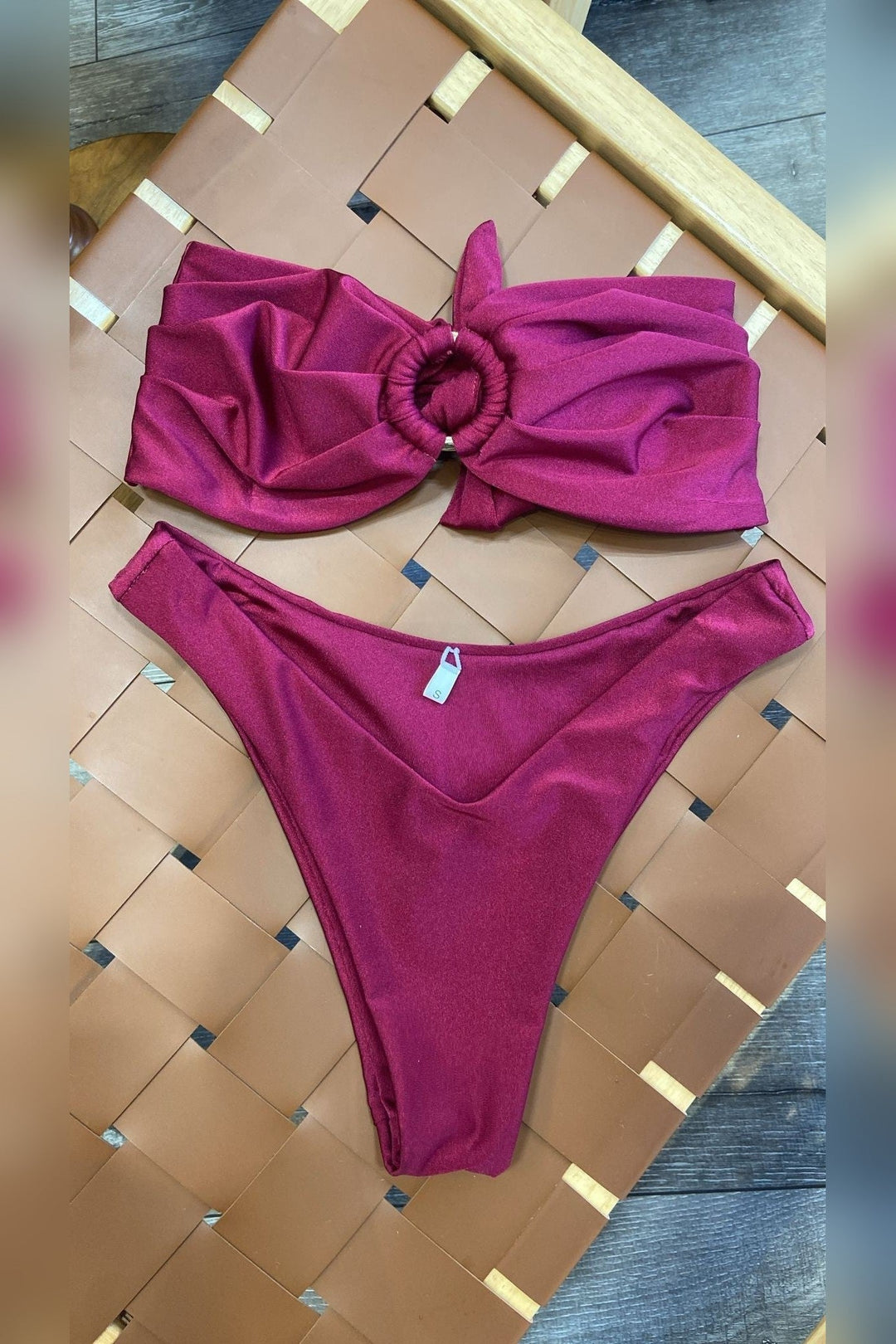 Wine Red Bandeau Bikini - STYLED BY ALX COUTURESwimwear