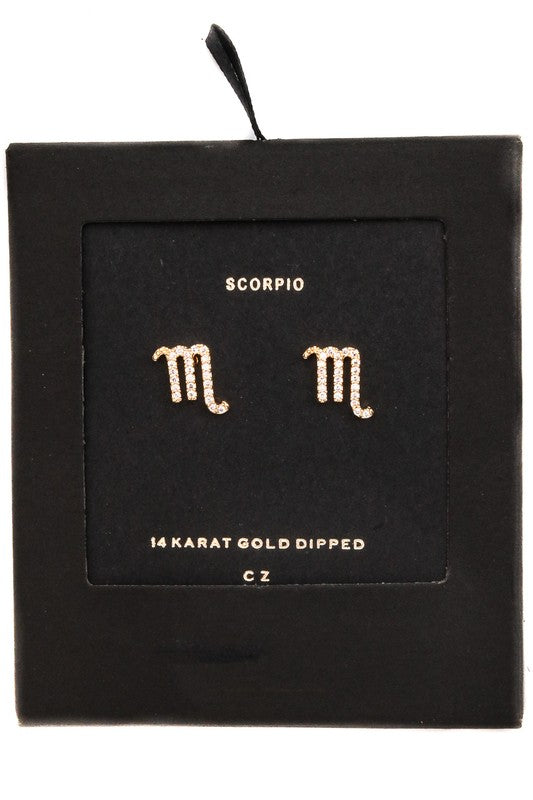 Scorpio Gold Zodiac Sign Earrings