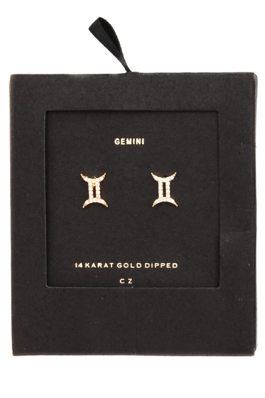 Gemini Gold Zodiac Sign Earrings