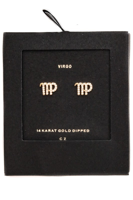 Virgo Gold Zodiac Sign Earrings
