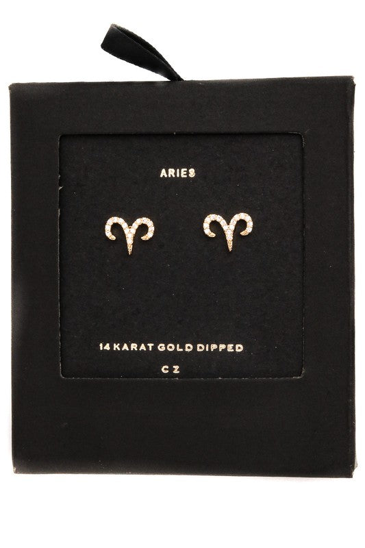 ARIES Gold Zodiac Sign Earrings