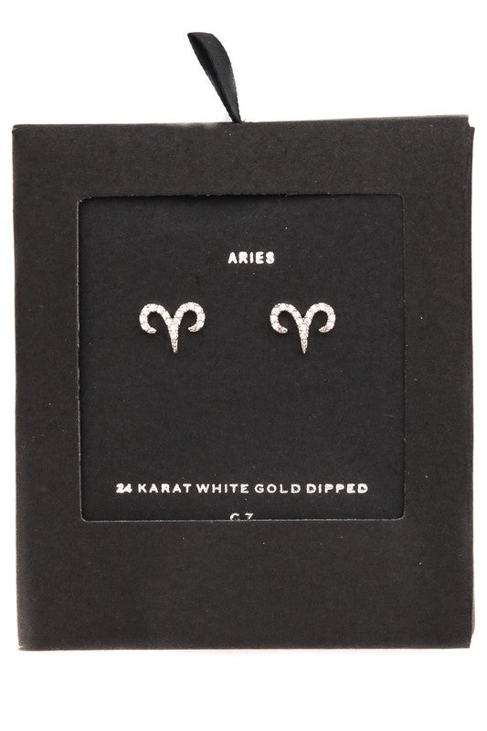 Aries Silver Zodiac Sign Earrings